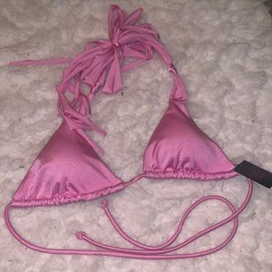 Victoria’s Secret Swim Pink Bikini Top Padded Ruffles NEW Small